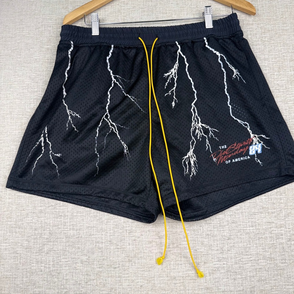 Diet Starts Monday Lightning Bolt Mesh Shorts Black Mens Large 5in Inseam
